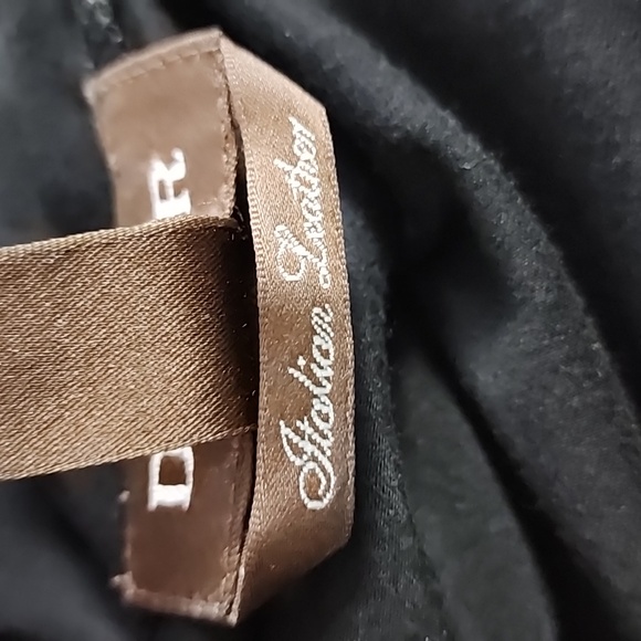 Danier Women's Black Italian Leather Jersey Wrap Waterfall Cardigan Size 2XS - Picture 8 of 12